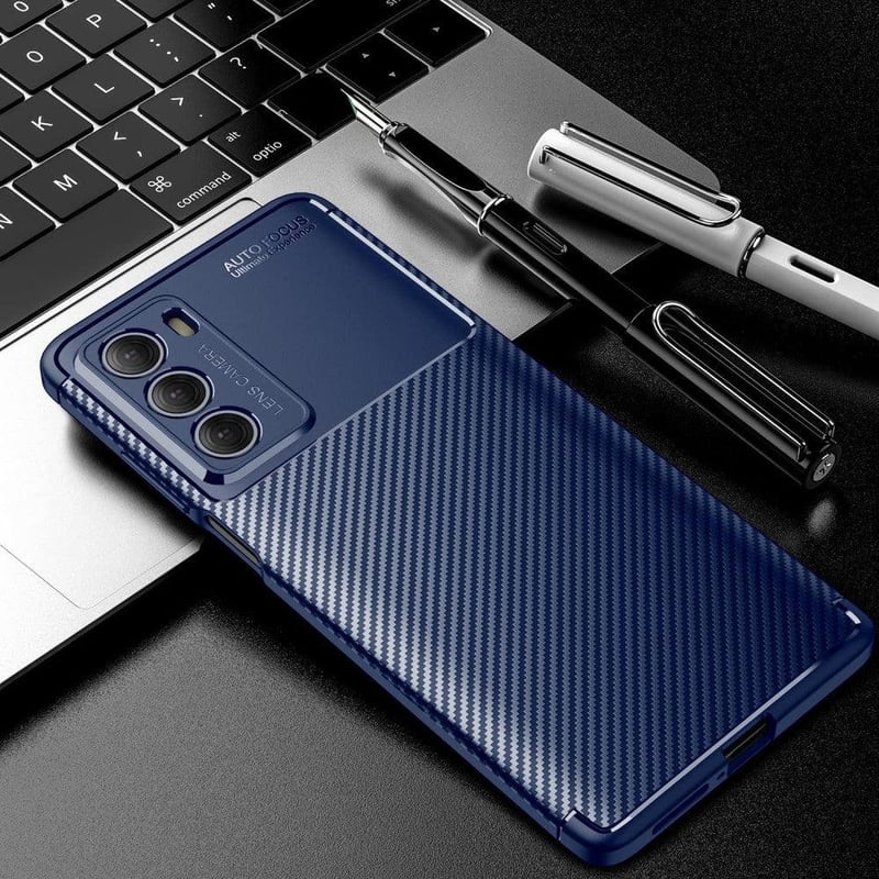 Motorola G200 5G szénkék tok - Szénszálas, ütésálló védőtok