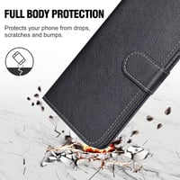 iPhone 13 Pro Max Fekete Bőr Pénztárcatáska Kártyatartóval és Állvánnyal 4