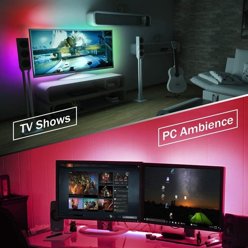 Romwish LED TV háttérvilágítás - 3m RGB szalag, Bluetooth, 40-50" TV-hez