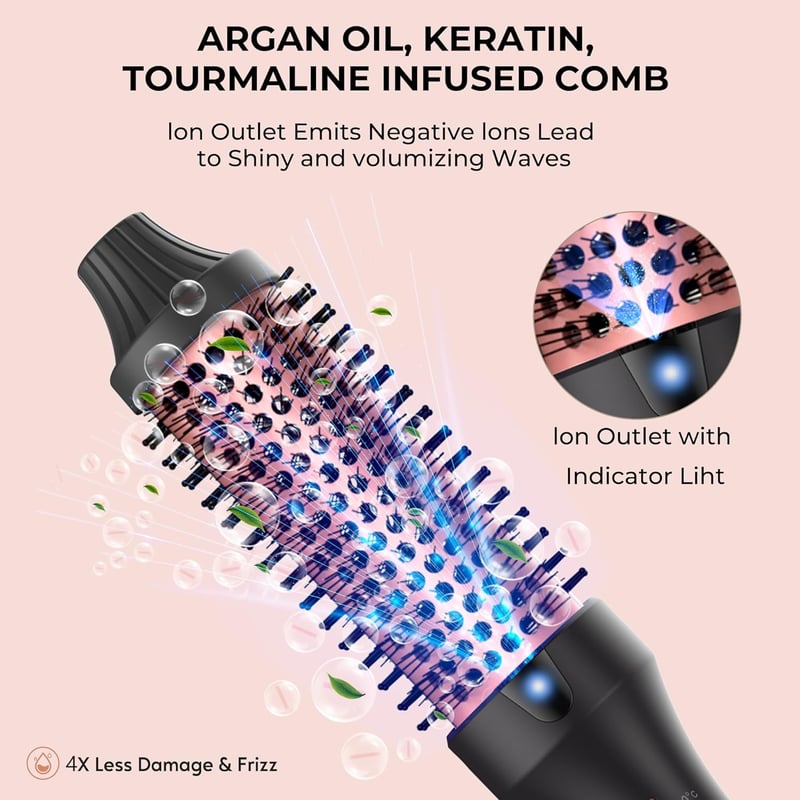 Atopskins Keratin Hőkefe 38mm - Ionos Hajformázó Kefe 120-210°C Hőmérséklet Szabályozással, Argánolaj és Turmalin Bevonattal, Dúsító Hajkefe