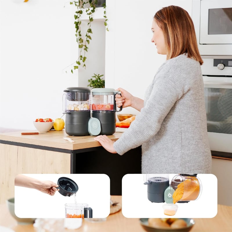 Babymoov Nutribaby One 4 az 1-ben Bébiétel Készítő - 2L Kapacitás, Kíméletes Párolás, Keverés, Melegítés és Kiolvasztás Funkcióval