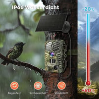 Solareye Vadkamera 2,7K 48MP WiFi Applikációval - Napelemes Vadmegfigyelő Kamera Mozgásérzékelővel, Éjjellátóval, 5000mAh Akkumulátorral, 12 5