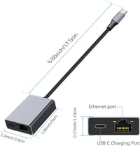 RUIZHI 100W USB-C Ethernet Adapter - Gigabit RJ45 Hálózati Csatlakozó és Gyorstöltő Chromecast, Telefon, MacBook és Windows Eszközökhöz 7