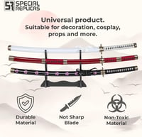 57 SPECIAL REPLICAS Roronoa Zoro Anime Katana Szett - One Piece Cosplay Bambusz Kard 105 cm, 3 db Katana Állvánnyal, Biztonságos Dekoráció 2