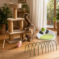 Pachet Aventură pentru Pisici: undiță cu pene + ansamblu de cățărat + 10 tuneluri + centru wellness 1