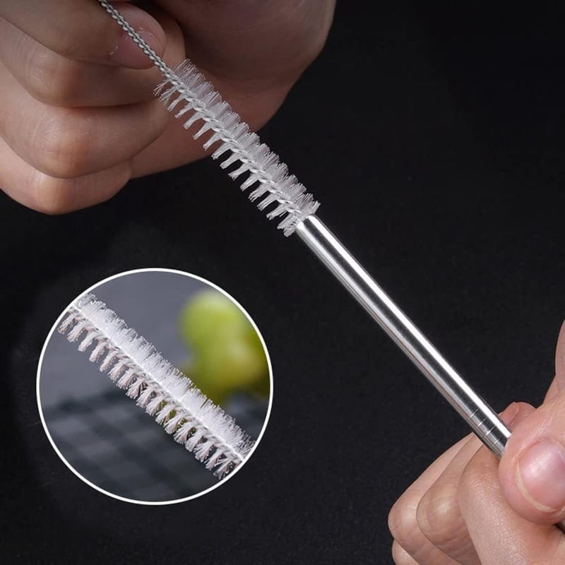 Praktikus 10 darabos rozsdamentes acél szívószál szett, 215 mm