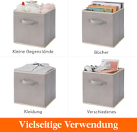 Lifewit 8 db Összecsukható Szövet Tárolódoboz Fogantyúval - 33x38x33 cm Világosszürke Rendszerező Kocka Polcba, Játékokhoz, Magazinokhoz 4