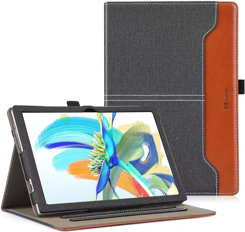 DLveer Prémium Műbőr Tok Teclast M40 Pro/P20S 10 Hüvelykes Tablethez - 360 Fokos Védelem, Többszögű Állvány, Tolltartó, Fekete