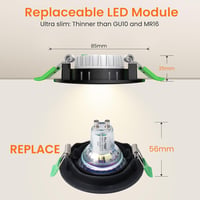 ALUSSO 6 db LED Süllyesztett Spotlámpa, 45° Dönthető, 3 Színhőmérséklet 540lm, Fekete, Szabályozható, 60°/120° Fényszög 7