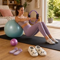 Pilates set Core Power: protišmyková podložka + lopta 55 cm + pilates kruh + 2 páry ponožiek 1