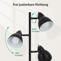 EDISHINE Állólámpa 163 cm - 3 Izzós Fekete Vintage Padlólámpa Forgatható Fejekkel, Egyedi Kapcsolókkal Nappaliba, Hálószobába, Irodába 2
