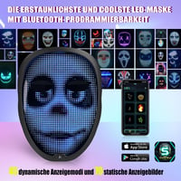 MEGOO LED Maszk Bluetooth-szal és Gesztusfelismeréssel - Programozható Világító Arcmaszk Farsangra, Halloweenre 2