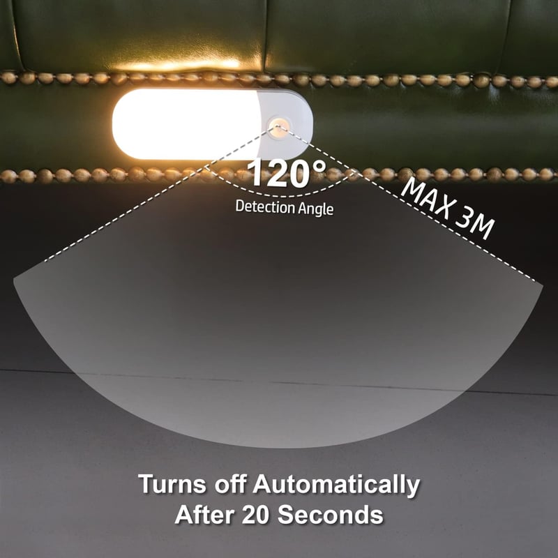 DA LIGHT LED mozgásérzékelős akkus éjjeli lámpa, 2db USB-s újratölthető szekrényvilágítás, 3000K meleg fehér