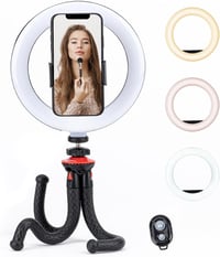 Selfie LED gyűrűlámpa 8" állvánnyal, Bluetooth távirányítóval 1