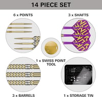 Target Darts Luke Littler Gen 1 Prodigy 90% Tungsten Darts Nyíl Készlet 22G - Arany Acél Hegyekkel, K-Flex Szárnyakkal, Swiss Point Technoló 5