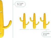 Sárga Kaktusz Fali Akasztó Szett - 3 db Dekoratív Dupla Horog 8