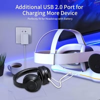 SPEEDY BEE Töltőállomás Meta Quest 3/3S/2 Headsethez - Mágneses VR Állvány RGB Világítással, 2 Újratölthető 2100mAh Akkumulátorral és USB Ki 6