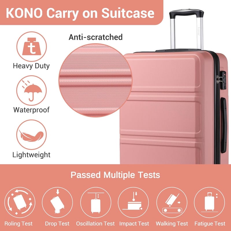 KONO Trolley Bőrönd 38x21x52 cm - Könnyű Utazó Bőrönd 3,2 kg - Unisex Kabinbőrönd Kerekekkel