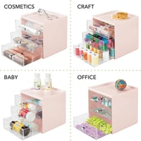 mDesign Átlátszó Szemüvegtároló Doboz 3 Fiókkal - Ezüst 3