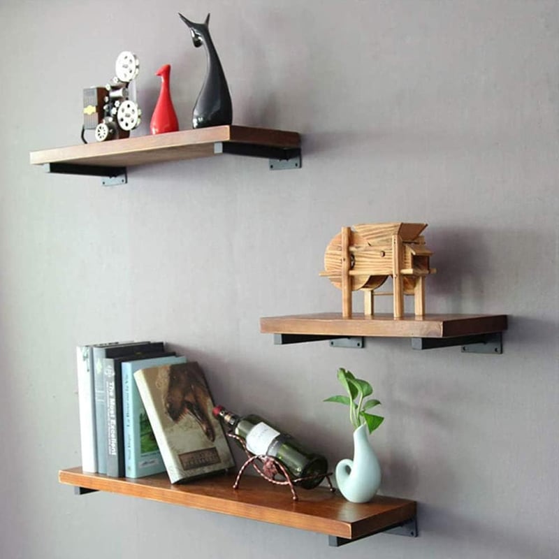 Fekete négyzet alakú fali polctartó konzol 30 cm - 2 db, DIY polcokhoz