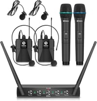 D Debra UHF 4 Csatornás Vezeték Nélküli Mikrofon Rendszer 2 Kézi és 2 Testmikrofonnal Karaoke Templom Buli Rendezvény 1
