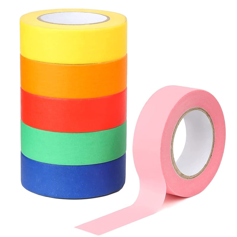 LUCKNIGHT Színes Ragasztószalag Készlet - 6 Szín, 20mm x 15m, Festőszalag Dekorációhoz, Kézművességhez, Címkézéshez, Faldekoráláshoz