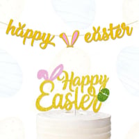 Glitteres arany "Happy Easter" húsvéti dekoráció szett 1
