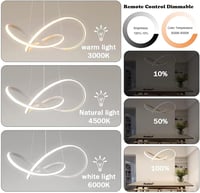 Modern LED Függőlámpa 45W - Távirányítós, Fényerőszabályozható, Állítható Magasságú Étkezőasztal Világítás Nappaliba, Konyhába (Fehér, 2