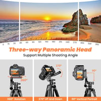 Nineigh 190 cm Alumínium Kamera Állvány - Okostelefonhoz, DSLR-hez, 360° Panoráma Fejjel, Távirányítóval, Vízszintes Fotózáshoz, Utazáshoz,  3