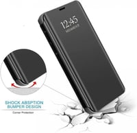 iPhone 13/14 Ütésálló Fekete Szilikon Tok Tükrös Üvegfóliával és Kitámasztóval 4