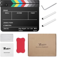 Temery Professzionális Filmklapk 30x25 cm - Akril Csapó Tábla Filmezéshez, Mágnessel, Tisztító Készlettel, Fekete Hollywood Stílusú Videó Ke 8
