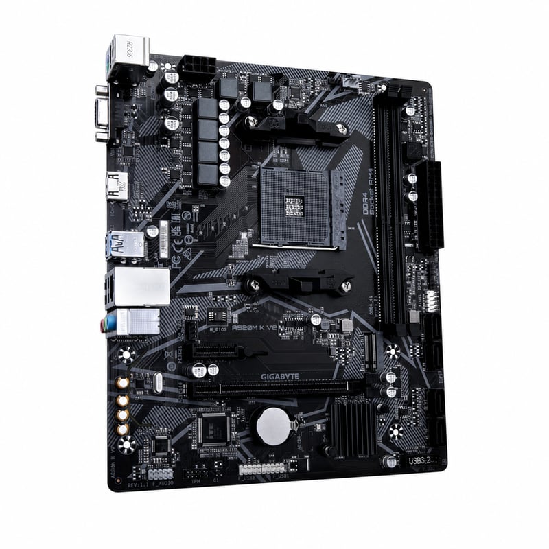 Základná doska Gigabyte A520M K V2 – CPU AMD Ryzen 5000 AM4, DDR4 5100 MHz OC, PCIe Gen3 x4 M.2, GbE – bez zadného krytu (stav: pozri 2. obrázok)