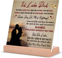 Romantikus "Ich Liebe Dich" Akril Asztali Dísz 10x10 cm - Német Feliratú Szerelmi Ajándék 1