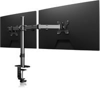 Dupla Monitortartó Kar 13-27" Képernyőkhöz | Állítható Asztali Monitorállvány Forgatható Dönthető Konzol Asztallapra Rögzíthető - 13 - 27 inches, black 1