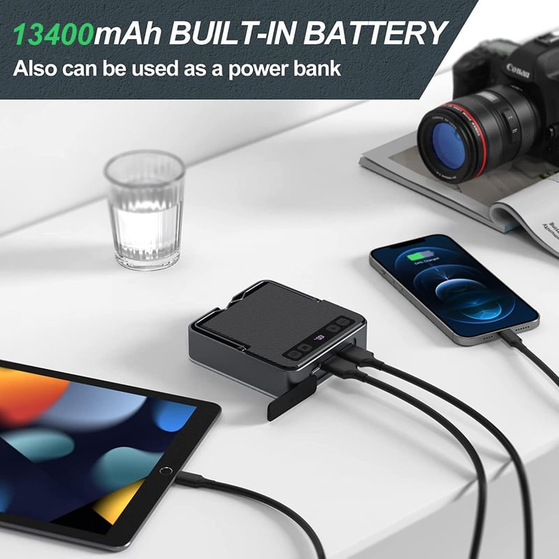 USB-C tölthető LED kempinglámpa 13400mAh, 4 fénymóddal, mágnessel