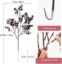 N&T NIETING Művirág Szett - 12 db Fekete Fátyolvirág (Gypsophila) Dekoráció Esküvőre, Asztalra, Lakásba - 49 cm Hosszú Selyem Virágcsokor 6