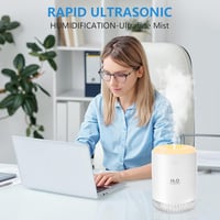 BAMCOO Mini USB Párásító LED Világítással - Állítható, Hordozható Légnedvesítő Éjszakai Fénnyel Hálószobába, Irodába, Gyerekszobába (Fehér) 2