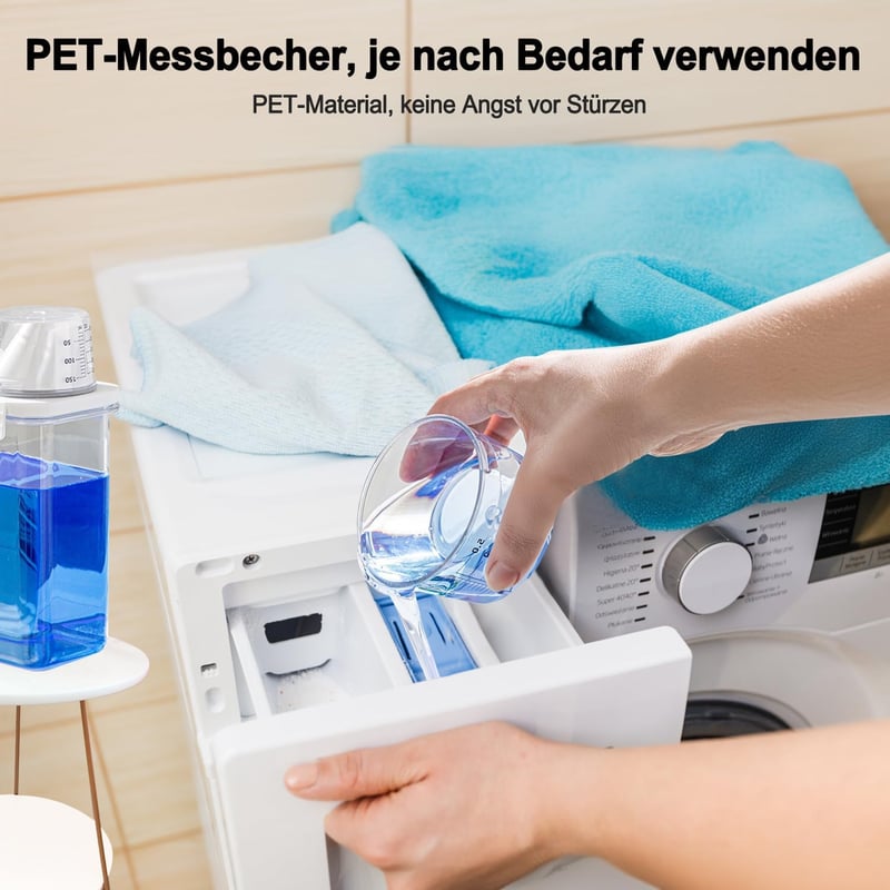 Mucek 2 db 1800 ml Légmentes Mosószer Adagoló Mérőpohárral - Mosópor Tároló Doboz, Kerek Kialakítás, Porálló Tárolóedény