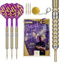 Target Darts Luke Littler Gen 1 Prodigy 90% Tungsten Darts Nyíl Készlet 22G - Arany Acél Hegyekkel, K-Flex Szárnyakkal, Swiss Point Technoló 1