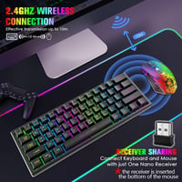 Redragon Rainbow LED 61 gombos vezeték nélküli gaming billentyűzet és egér szett - PC kompatibilis, fekete 2