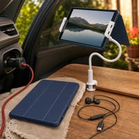 Utazó tabletmentő csomag: tablet tok + asztali tartó + autós gyorstöltő + USB-C fülhallgató 1