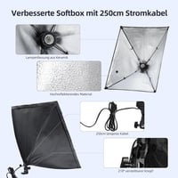 FGen Softbox Fotó Stúdió Szett 2x50x70cm - 135W 5500K Fotólámpa E27 Foglalattal, 2m Állítható Állvánnyal Portré és Termékfotózáshoz 5