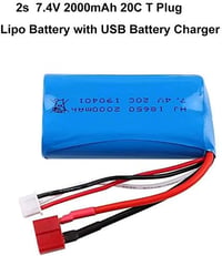 WLtoys RC terepjáró akkumulátor szett: 2db 7,4V Li-ion + USB töltő 5