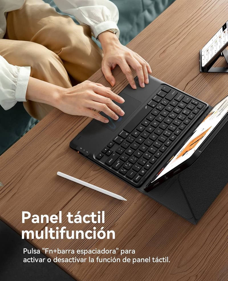 Earto iPad billentyűzet érintőpaddal, 7 színű háttérvilágítás, 11" Air/Pro modellekhez