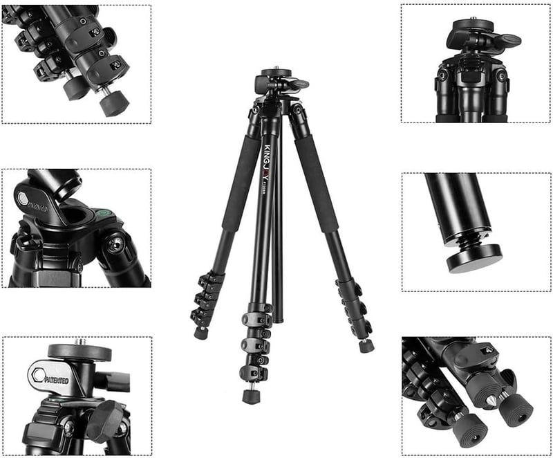 KINGJOY F1008R Professzionális Állvány - Forgatható és Dönthető Középoszlop Étel- és Termékfotózáshoz - Fekete Tripod Fotósoknak