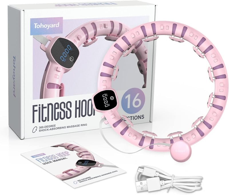 Bubbacare Okos Fitness Karika 16 Levehető Résszel - Állítható Súlyú Fogyasztó Hula Hopp Digitális Kijelzővel, 360° Masszázs, Otthoni Edzéshe