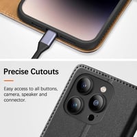 Apple iPhone 14 Pro Fekete Bőrtok Kártyatartóval és Állvánnyal 7