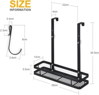 OSDUE Fekete Rozsdamentes Acél Zuhanytartó Polc - Fúrás Nélküli Fürdőszobai Tároló 2 Akasztóval, 4cm-es Üvegfalra, Szellőző Rácsdesign 2