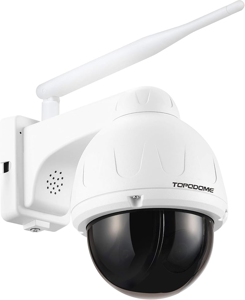 Topodome Technology 5MP Kültéri WiFi Biztonsági Kamera, 940nm IR Éjjellátó, 355°/90° Forgatható, Személykövetés, Kétirányú Hang, 32GB MicroS