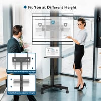 BONTEC Gurulós TV Állvány 23-60" Képernyőkhöz, Laptoptartó Polccal, Állítható Magasságú, 25 kg Teherbírású, VESA 400x400 mm Kompatibilis 3
